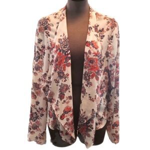 EC LUSH BRAND FLORAL LONG SLEEVE KIMONO JACKET SZ. XL